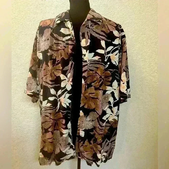 Vintage Men's island republic‎ 100% Silk Short Sleeve Hawaiian Shirt Size L - Picture 1 of 7